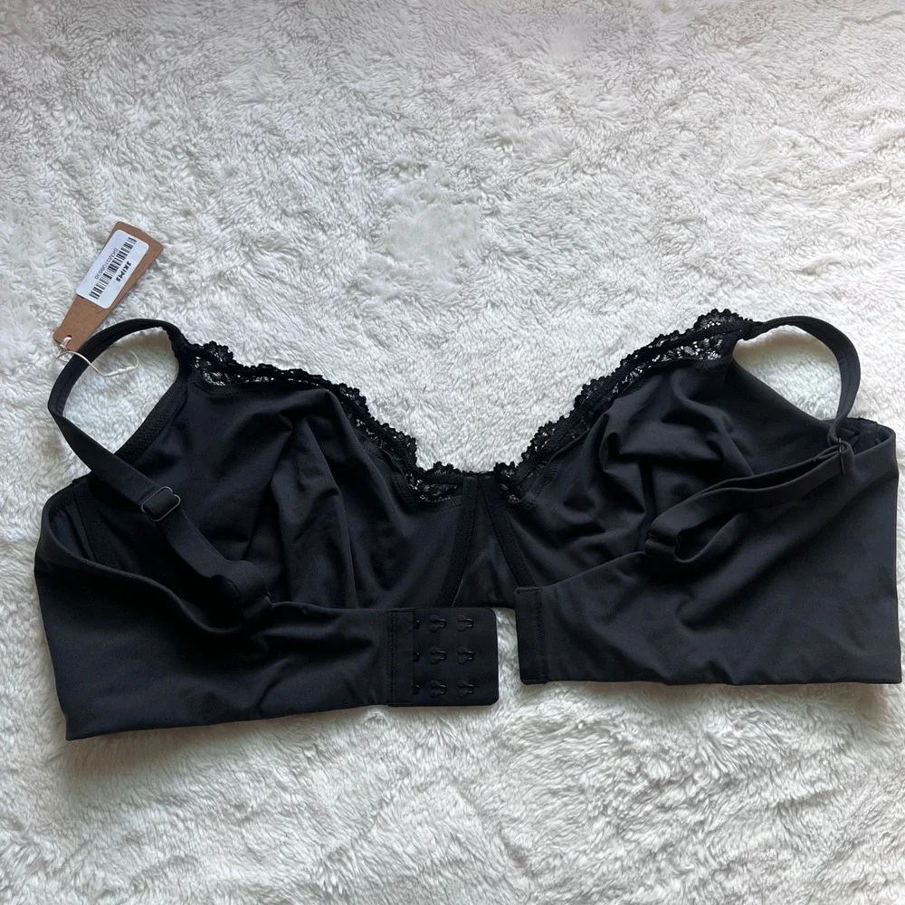 Skims Fits Everybody Lace Underwire Bra Onyx Black BA-DEM-4130 46DDD Women's NWT
